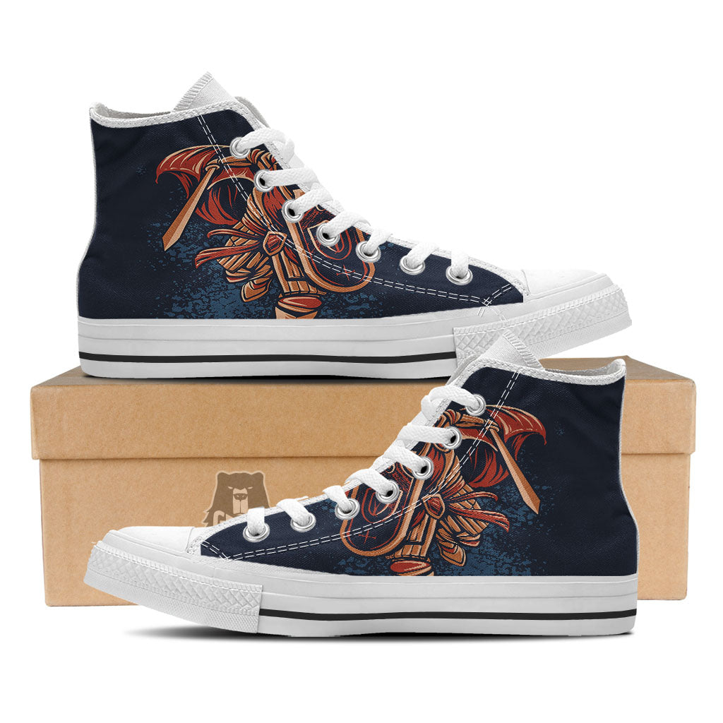 Warrior Spartan Print White High Top Shoes-grizzshop