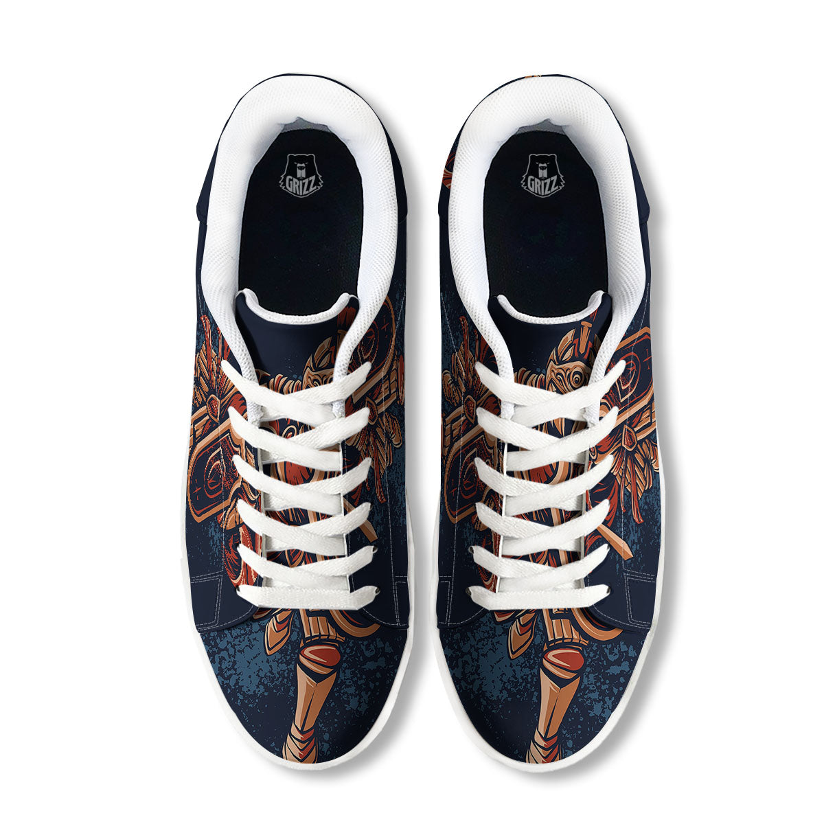 Warrior Spartan Print White Low Top Sneakers-grizzshop