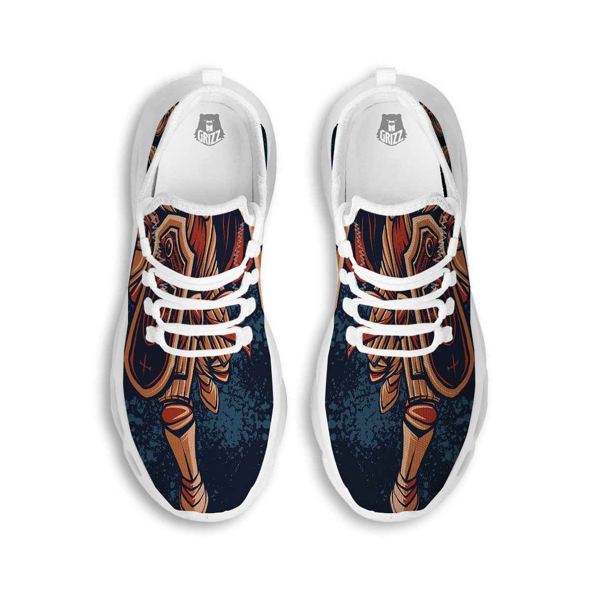Warrior Spartan Print White Running Shoes-grizzshop