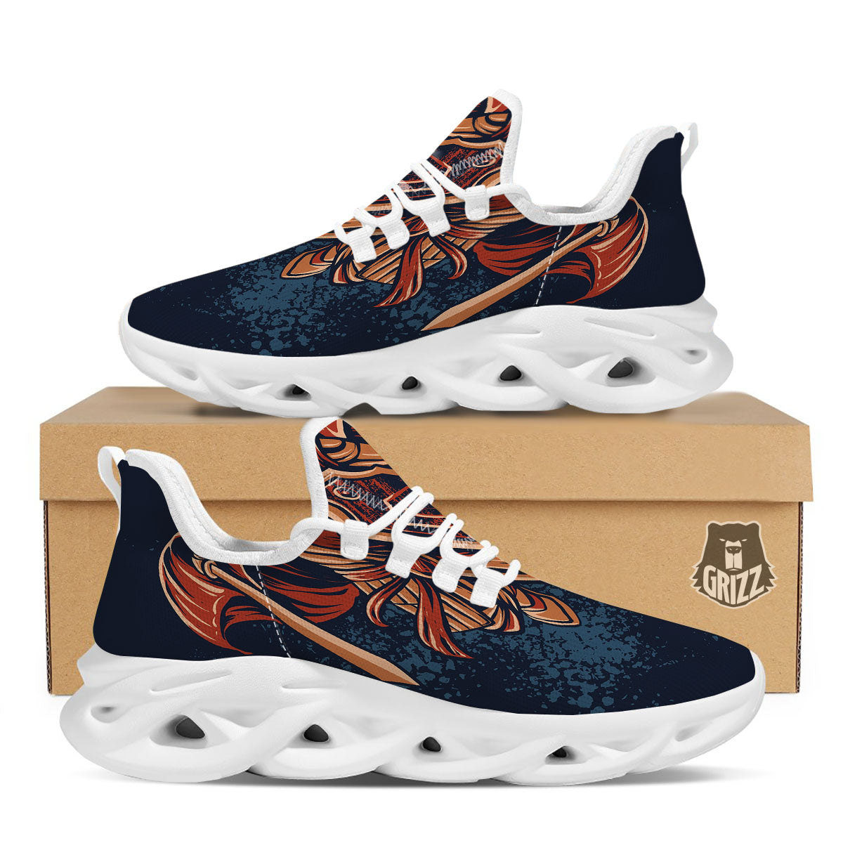 Warrior Spartan Print White Running Shoes-grizzshop