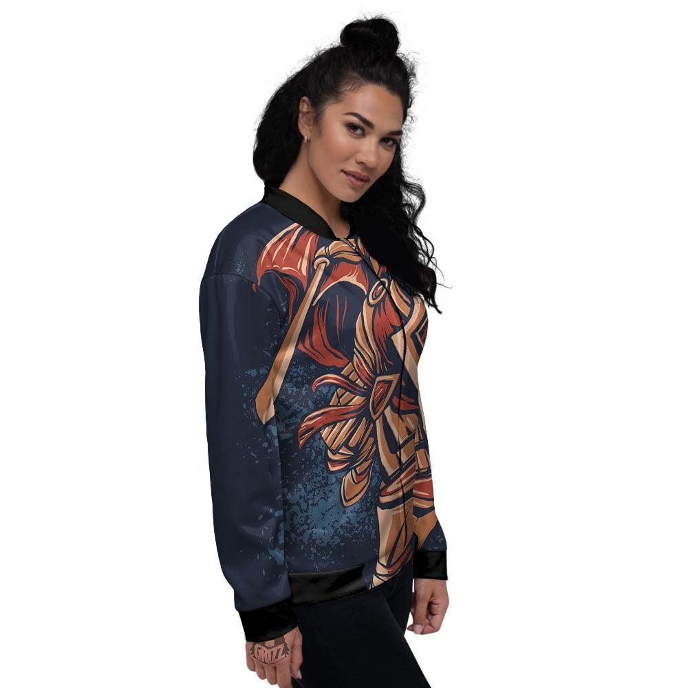 Warrior Spartan Print Women's Bomber Jacket-grizzshop