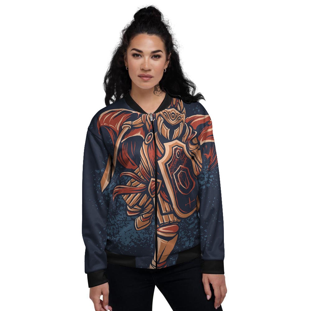 Warrior Spartan Print Women's Bomber Jacket-grizzshop