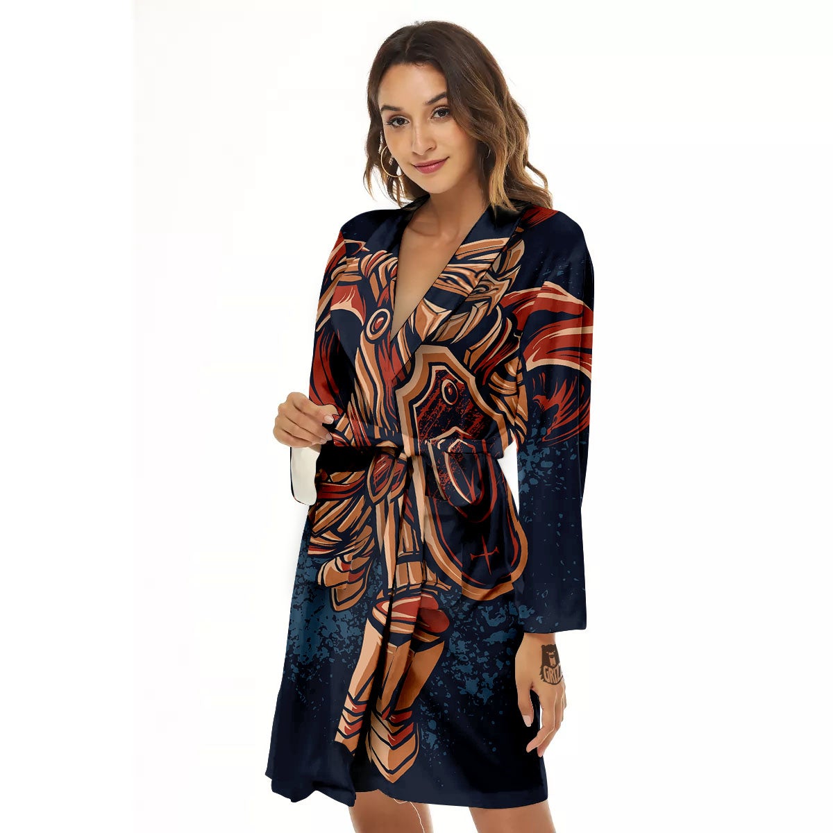 Warrior Spartan Print Women's Robe-grizzshop