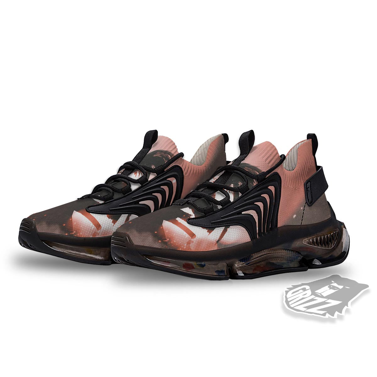 Warrior Sunset Samurai Print Black Gym Shoes-grizzshop