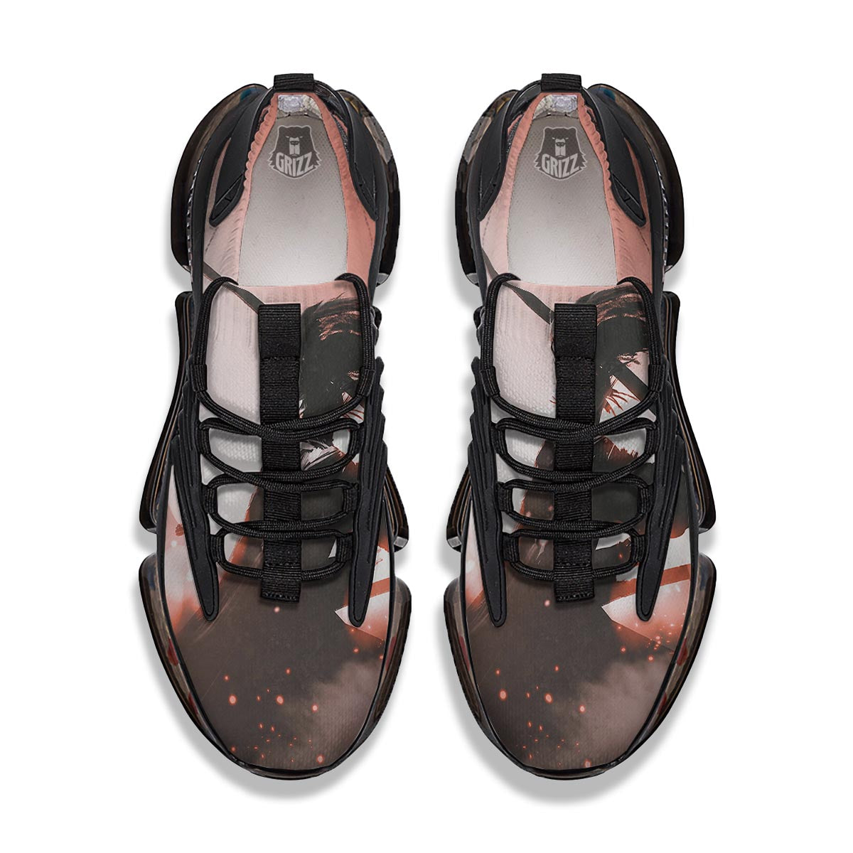 Warrior Sunset Samurai Print Black Gym Shoes-grizzshop