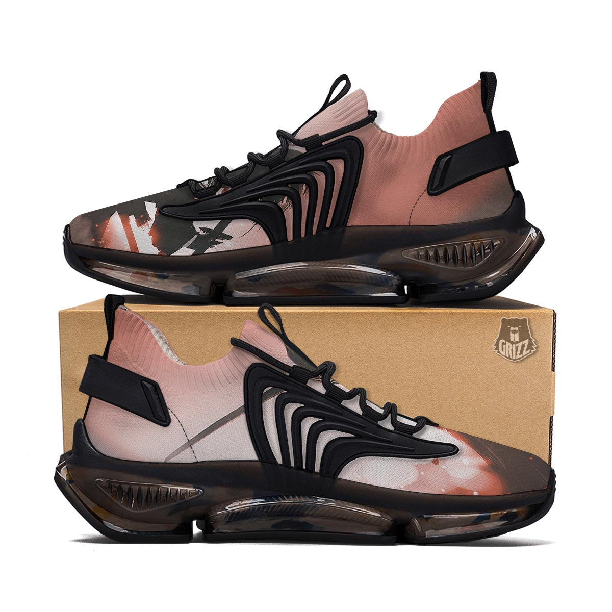 Warrior Sunset Samurai Print Black Gym Shoes-grizzshop
