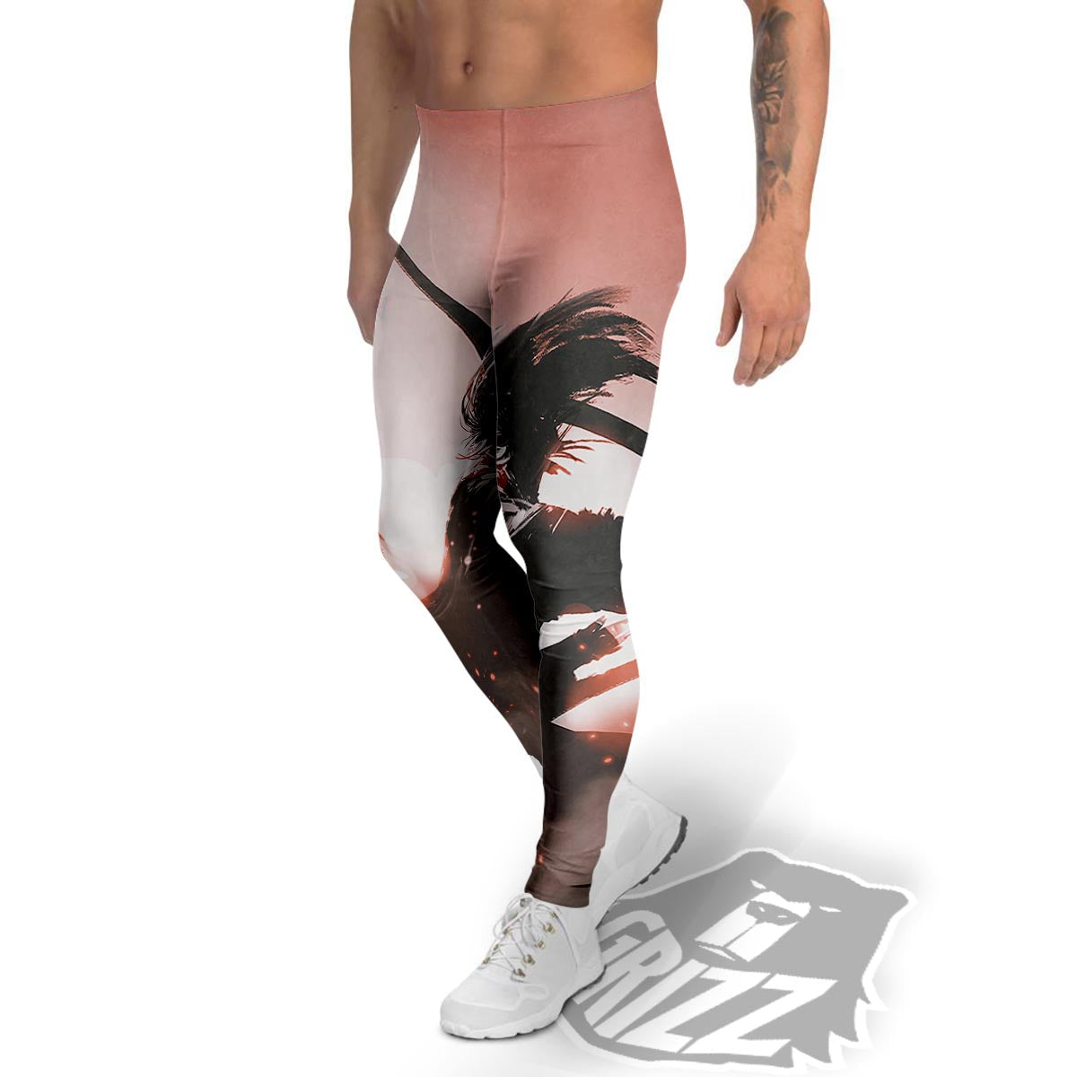 Warrior Sunset Samurai Print Men's Leggings-grizzshop