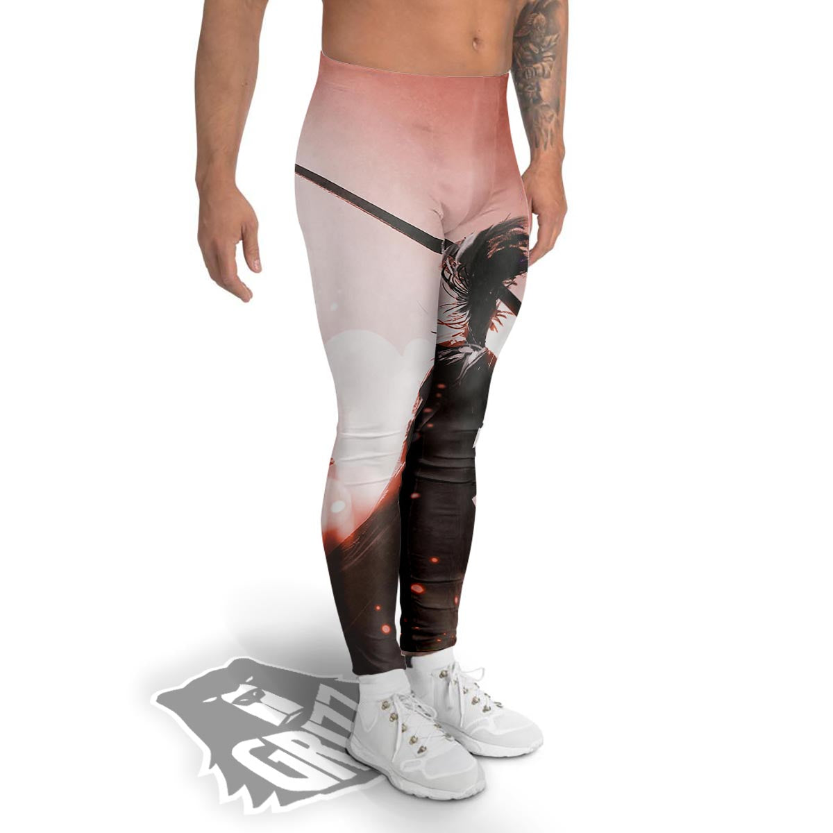 Warrior Sunset Samurai Print Men's Leggings-grizzshop