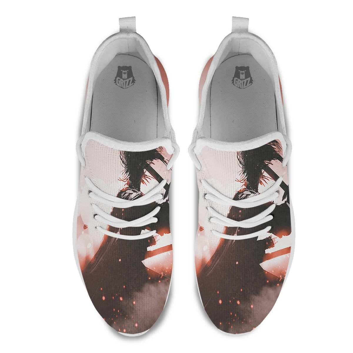 Warrior Sunset Samurai Print White Athletic Shoes-grizzshop