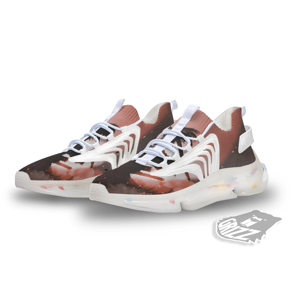Warrior Sunset Samurai Print White Gym Shoes-grizzshop