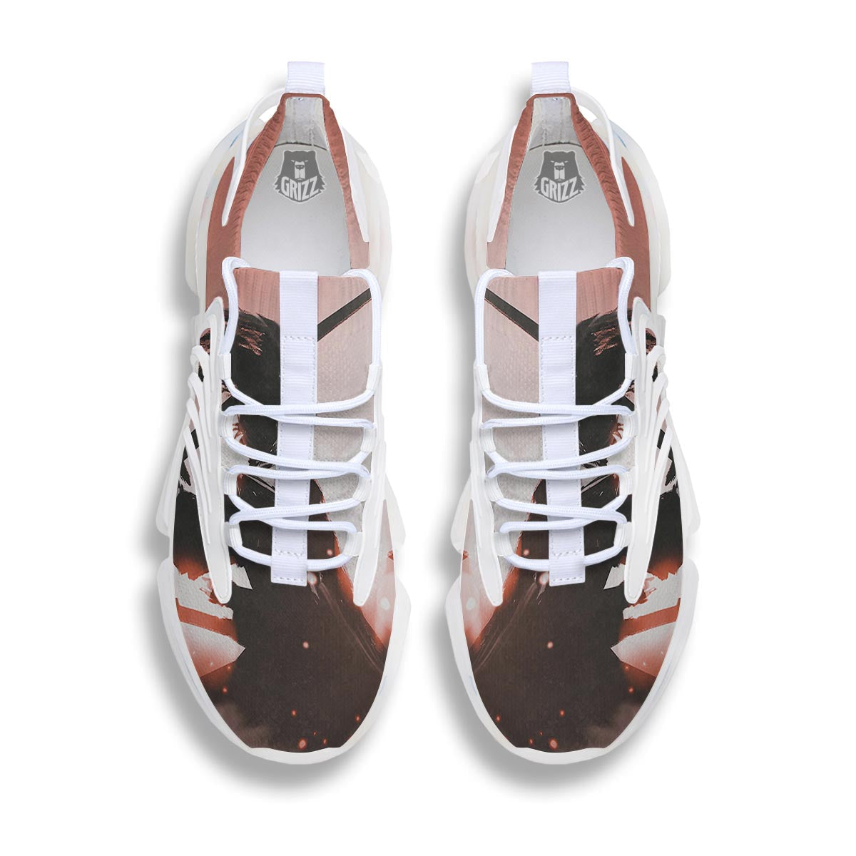 Warrior Sunset Samurai Print White Gym Shoes-grizzshop
