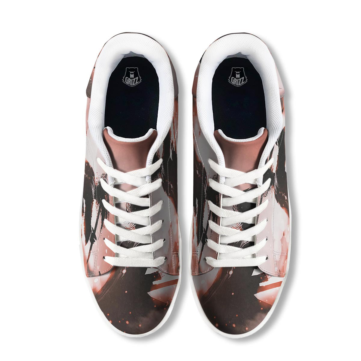 Warrior Sunset Samurai Print White Low Top Sneakers-grizzshop