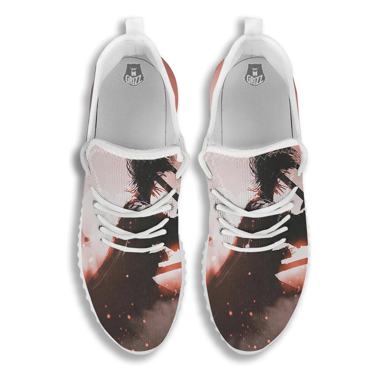 Warrior Sunset Samurai Print White Walking Shoes-grizzshop