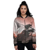 Warrior Sunset Samurai Print Women's Bomber Jacket-grizzshop