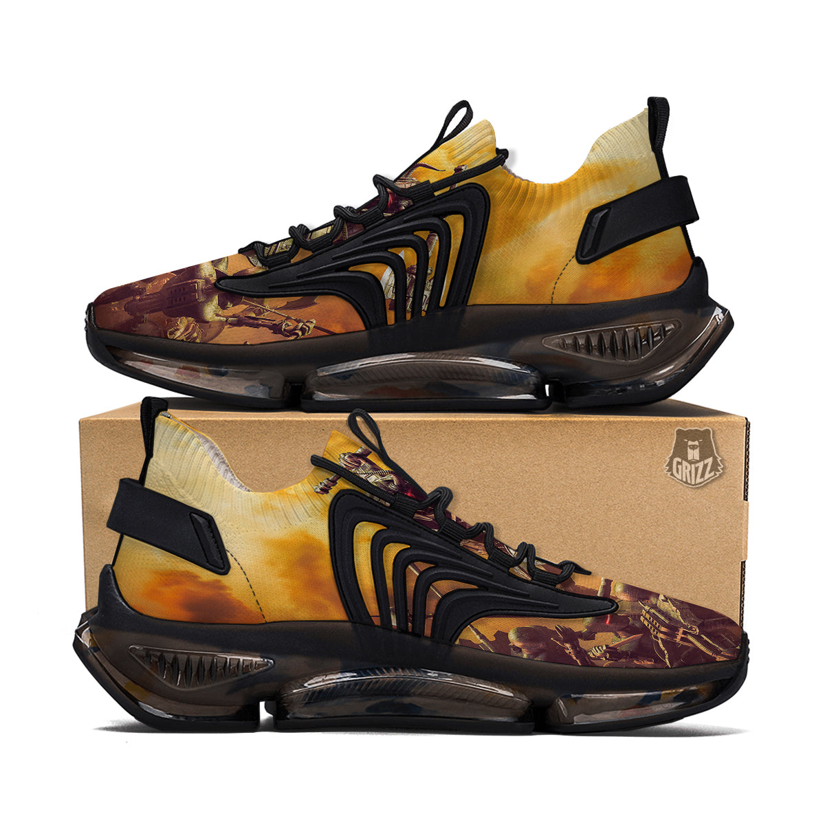 Warrior Viking Machine Print Black Gym Shoes-grizzshop