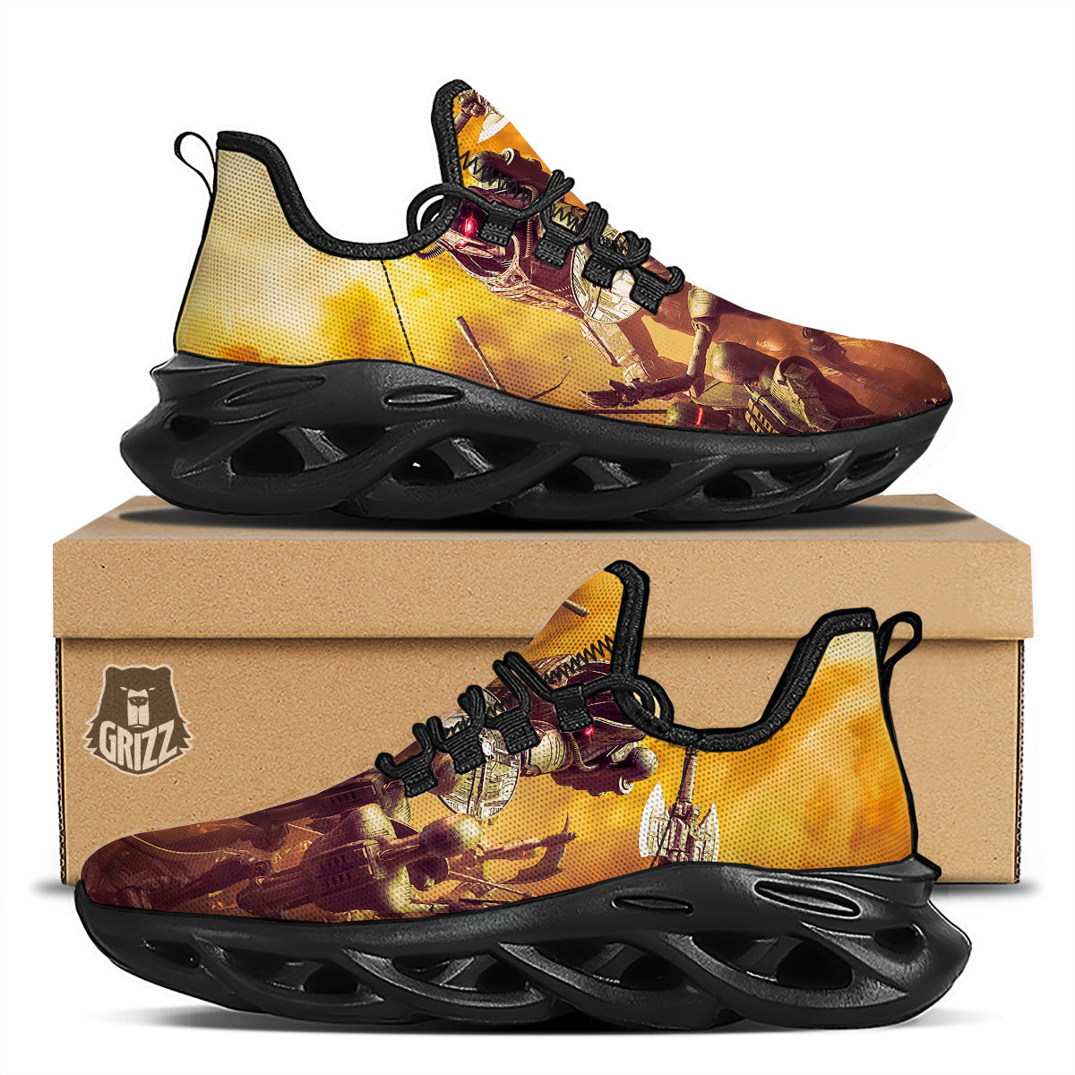 Warrior Viking Machine Print Black Running Shoes-grizzshop