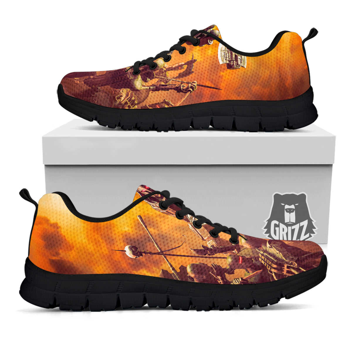 Warrior Viking Machine Print Black Sneaker-grizzshop