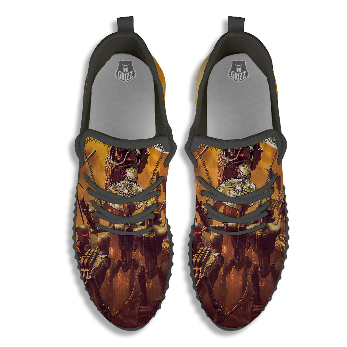 Warrior Viking Machine Print Black Walking Shoes-grizzshop
