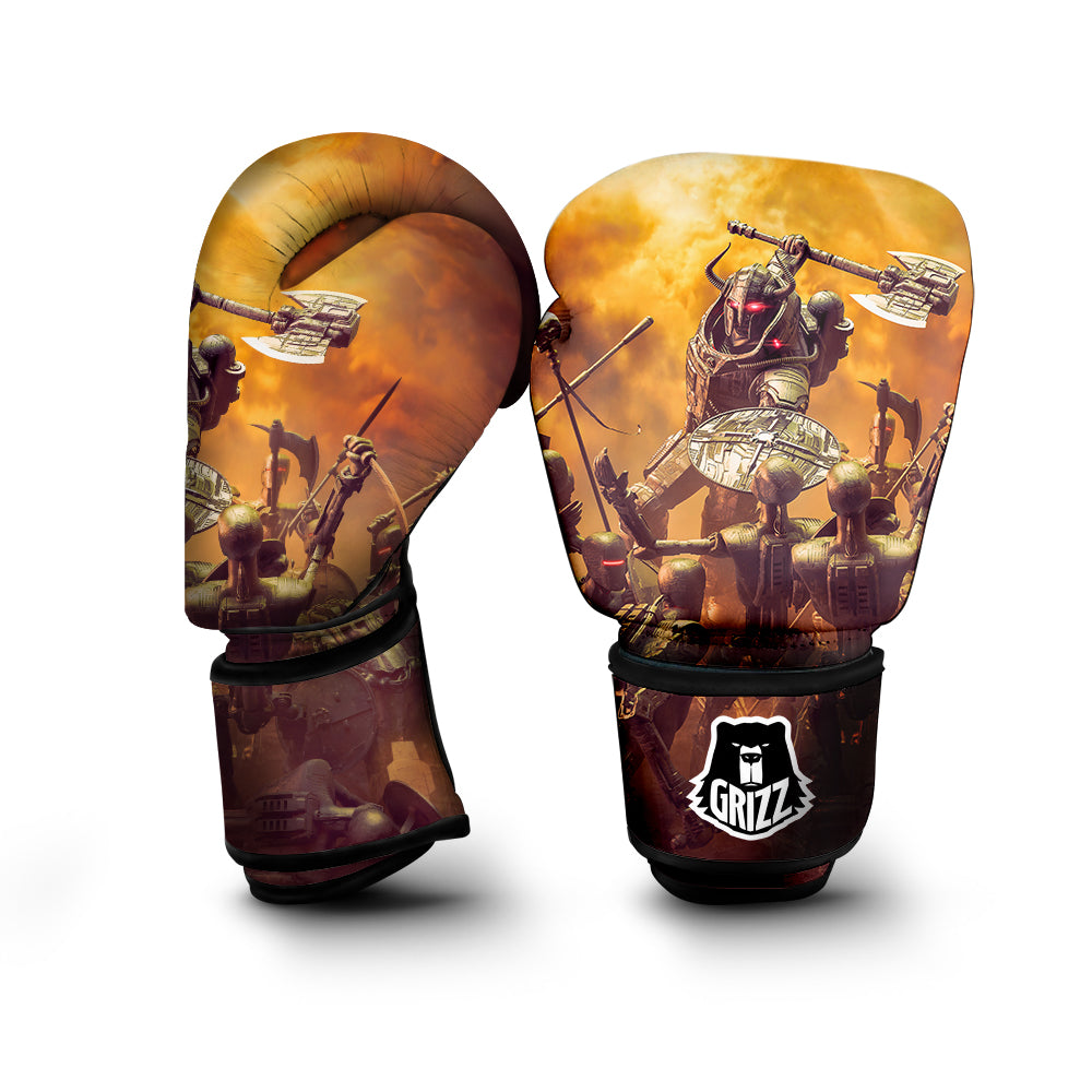 Warrior Viking Machine Print Boxing Gloves-grizzshop