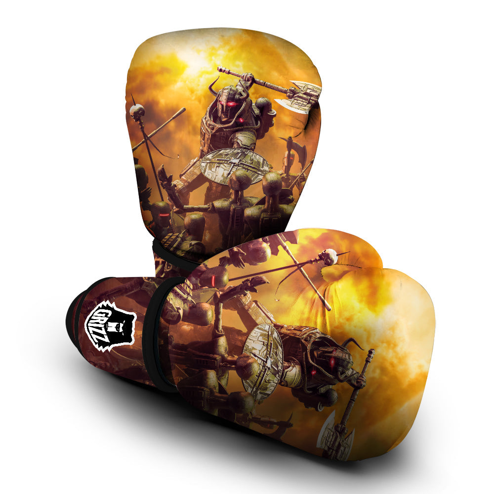 Warrior Viking Machine Print Boxing Gloves-grizzshop