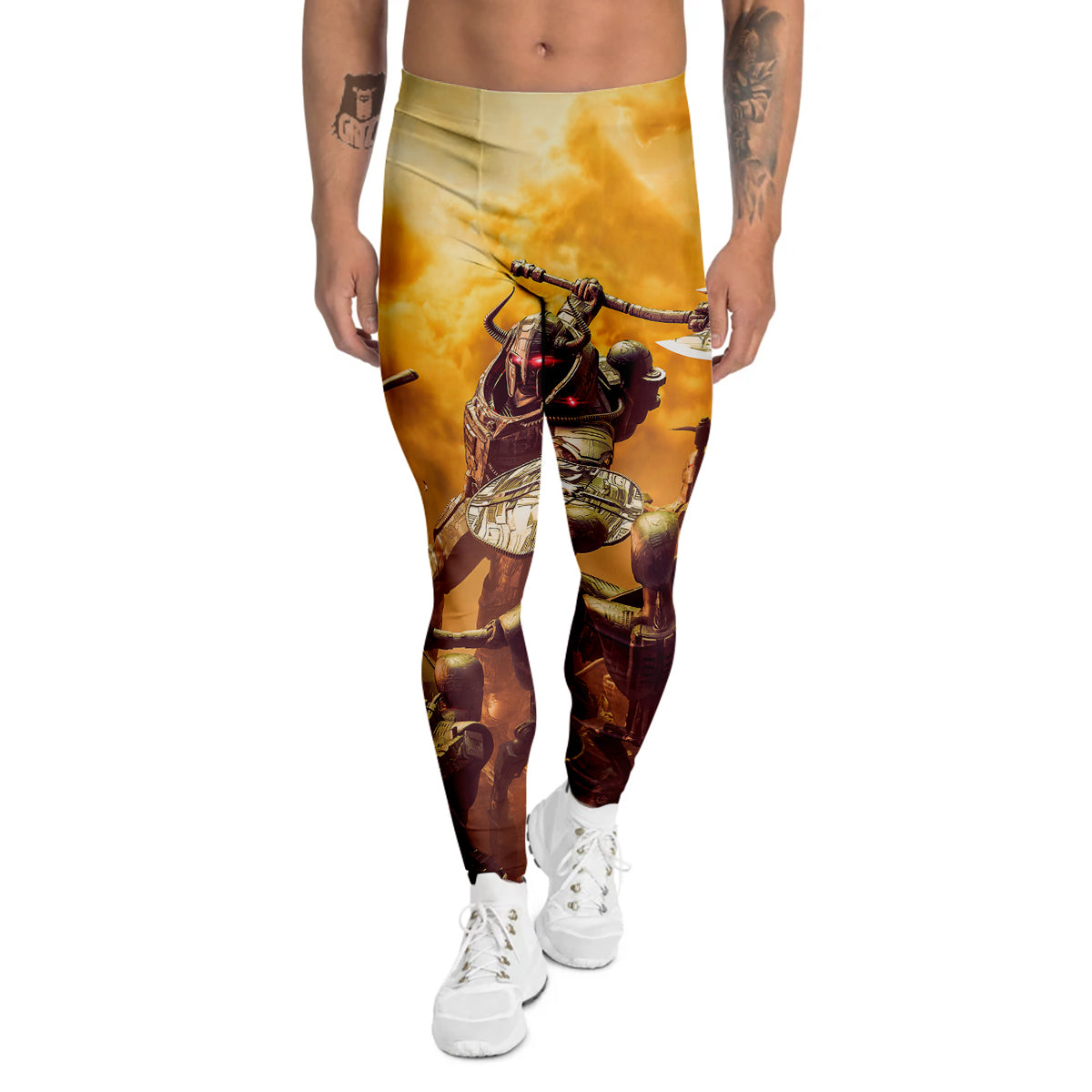 Warrior Viking Machine Print Men's Leggings-grizzshop