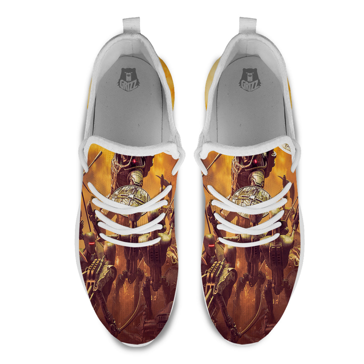 Warrior Viking Machine Print White Athletic Shoes-grizzshop