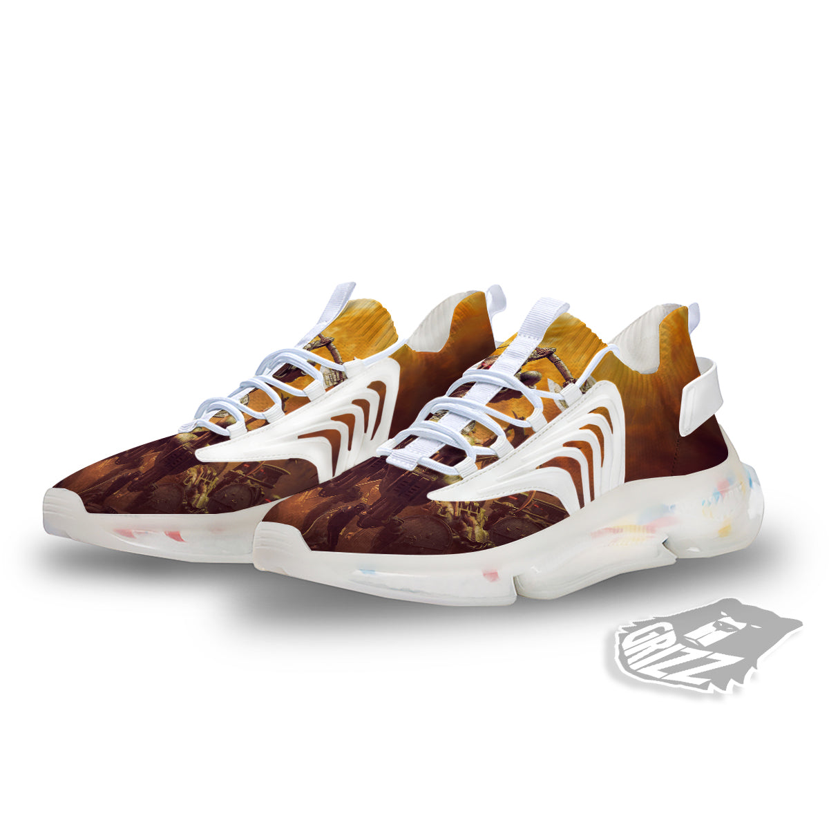 Warrior Viking Machine Print White Gym Shoes-grizzshop