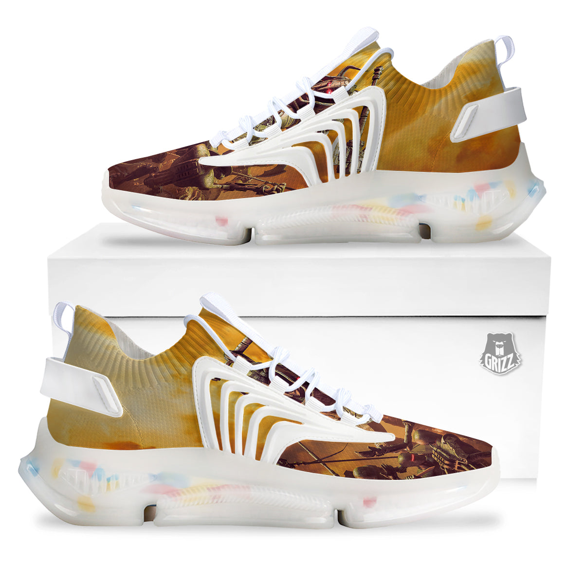 Warrior Viking Machine Print White Gym Shoes-grizzshop
