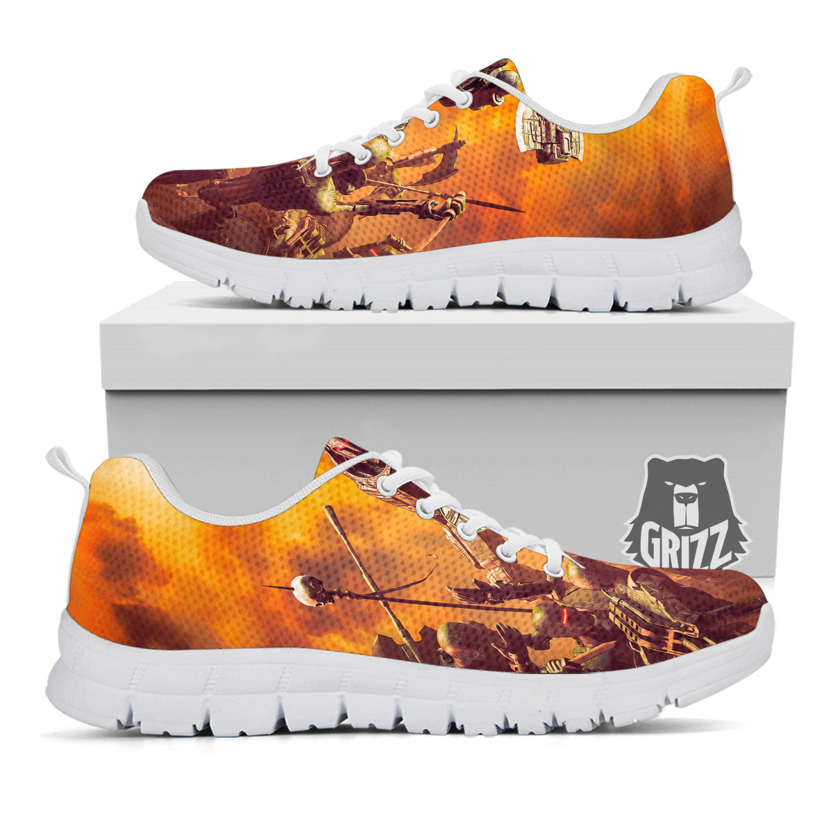 Warrior Viking Machine Print White Sneaker-grizzshop