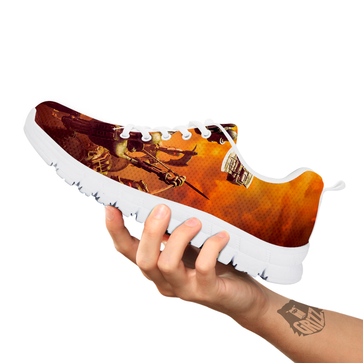Warrior Viking Machine Print White Sneaker-grizzshop