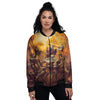 Warrior Viking Machine Print Women's Bomber Jacket-grizzshop