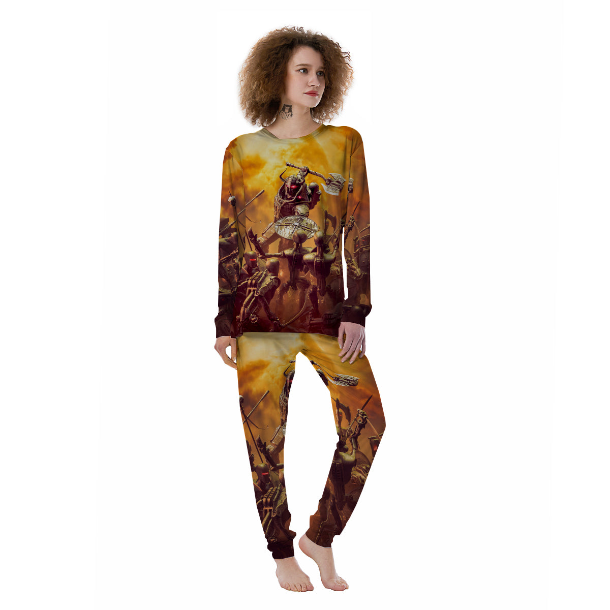 Warrior Viking Machine Print Women's Pajamas-grizzshop