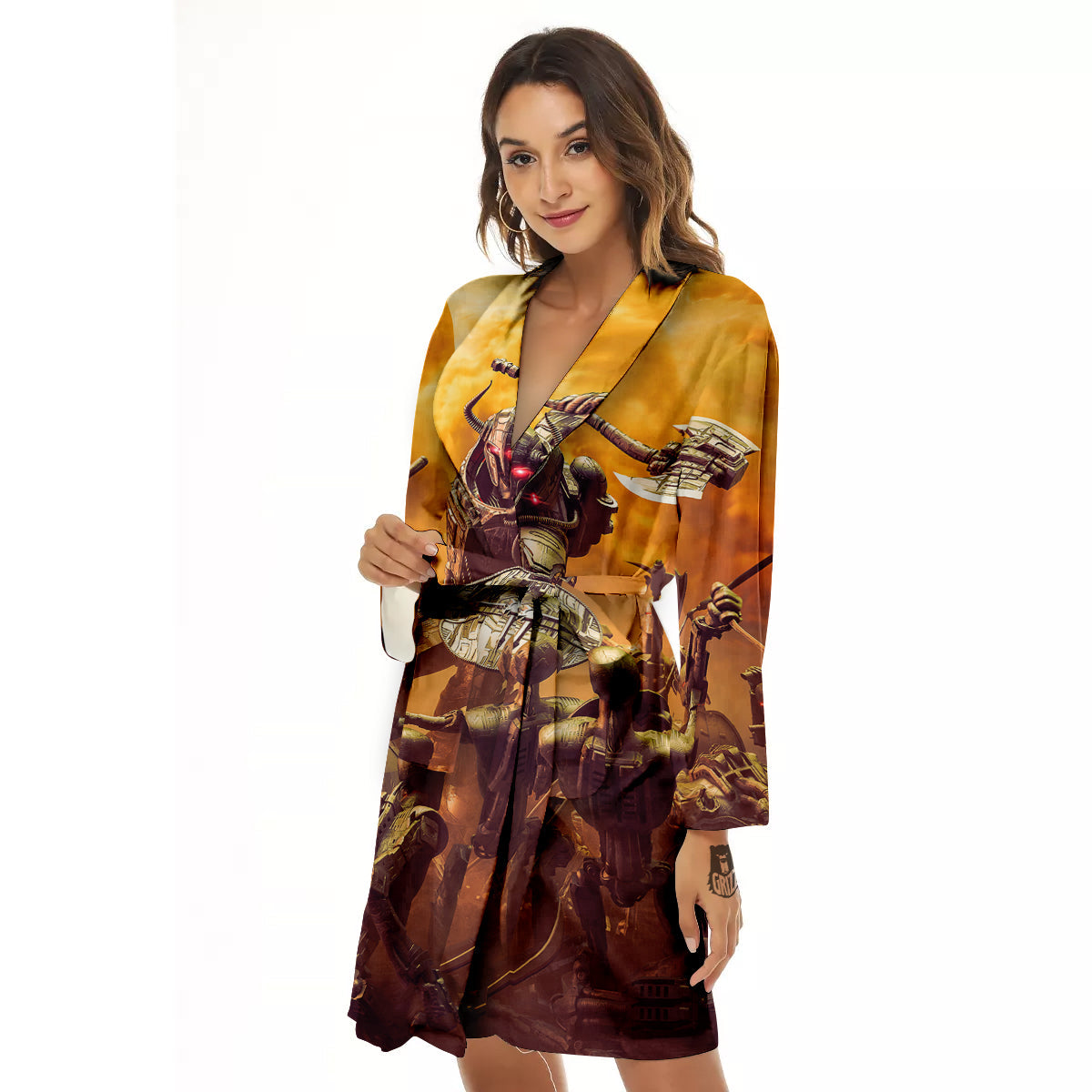 Warrior Viking Machine Print Women's Robe-grizzshop
