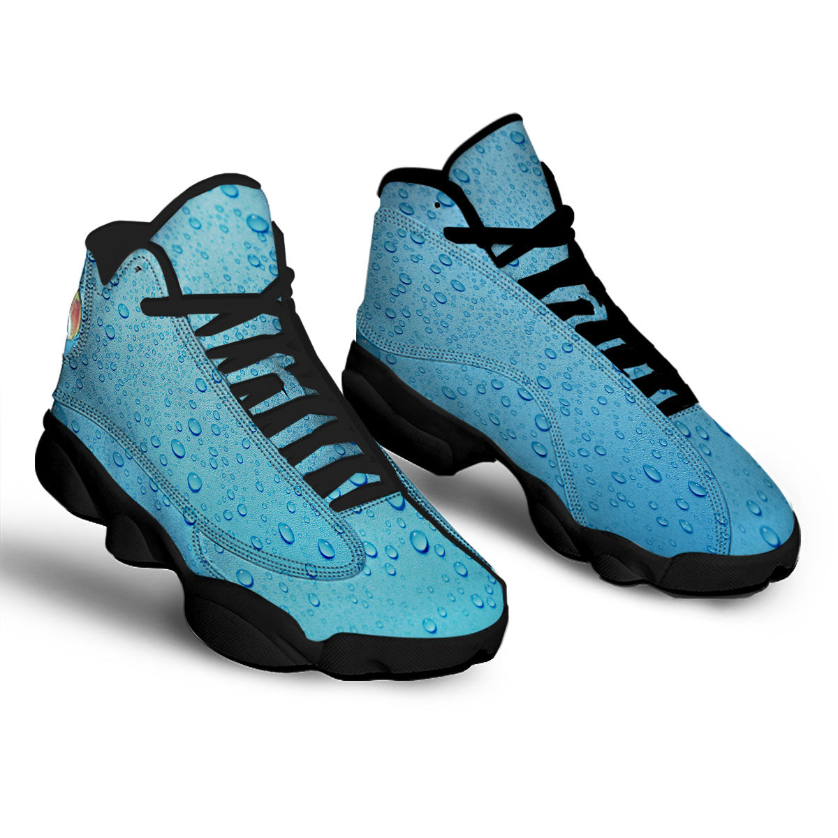 Water Drops Print Black Basketball Shoes-grizzshop