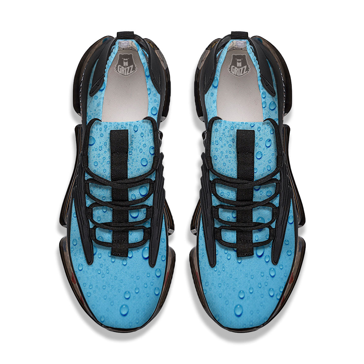 Water Drops Print Black Gym Shoes-grizzshop