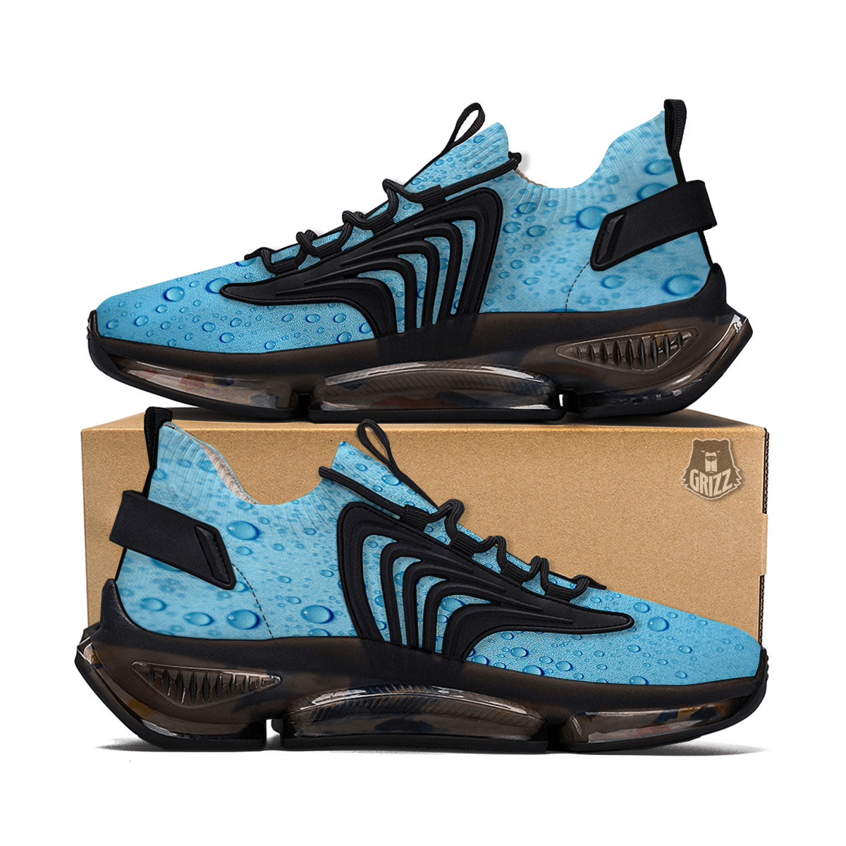 Water Drops Print Black Gym Shoes-grizzshop
