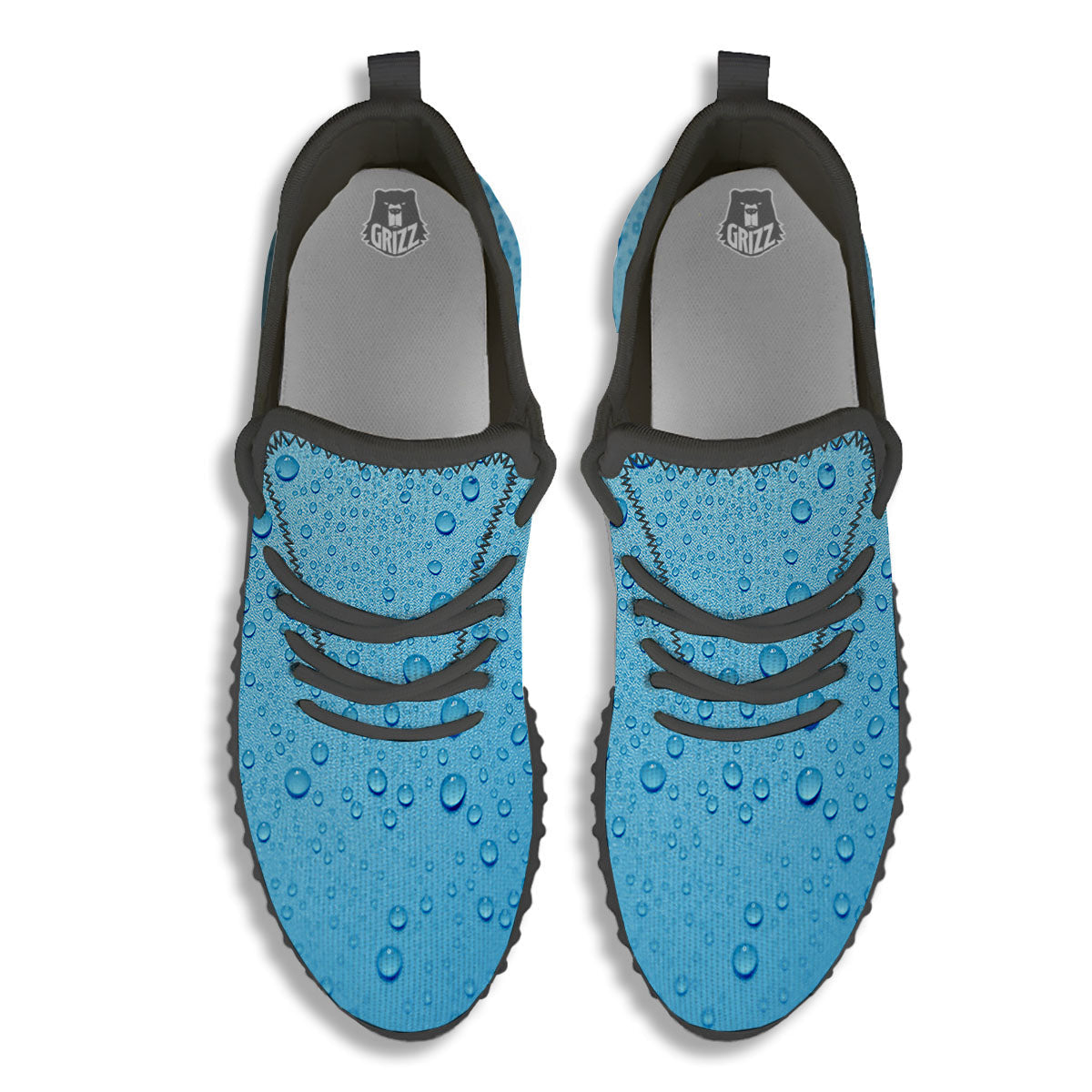 Water Drops Print Black Walking Shoes-grizzshop