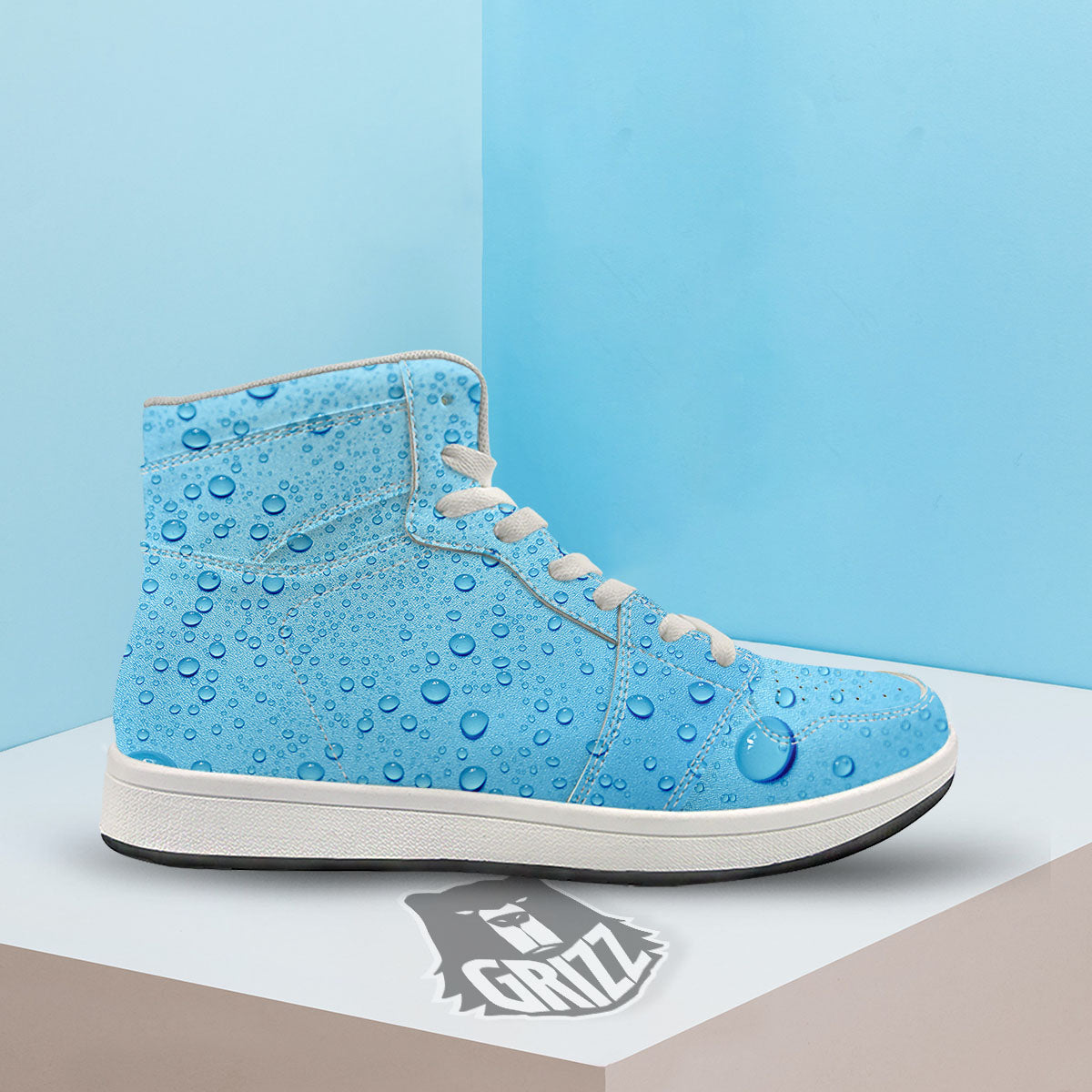 Water Drops Print High Top Sneakers-grizzshop