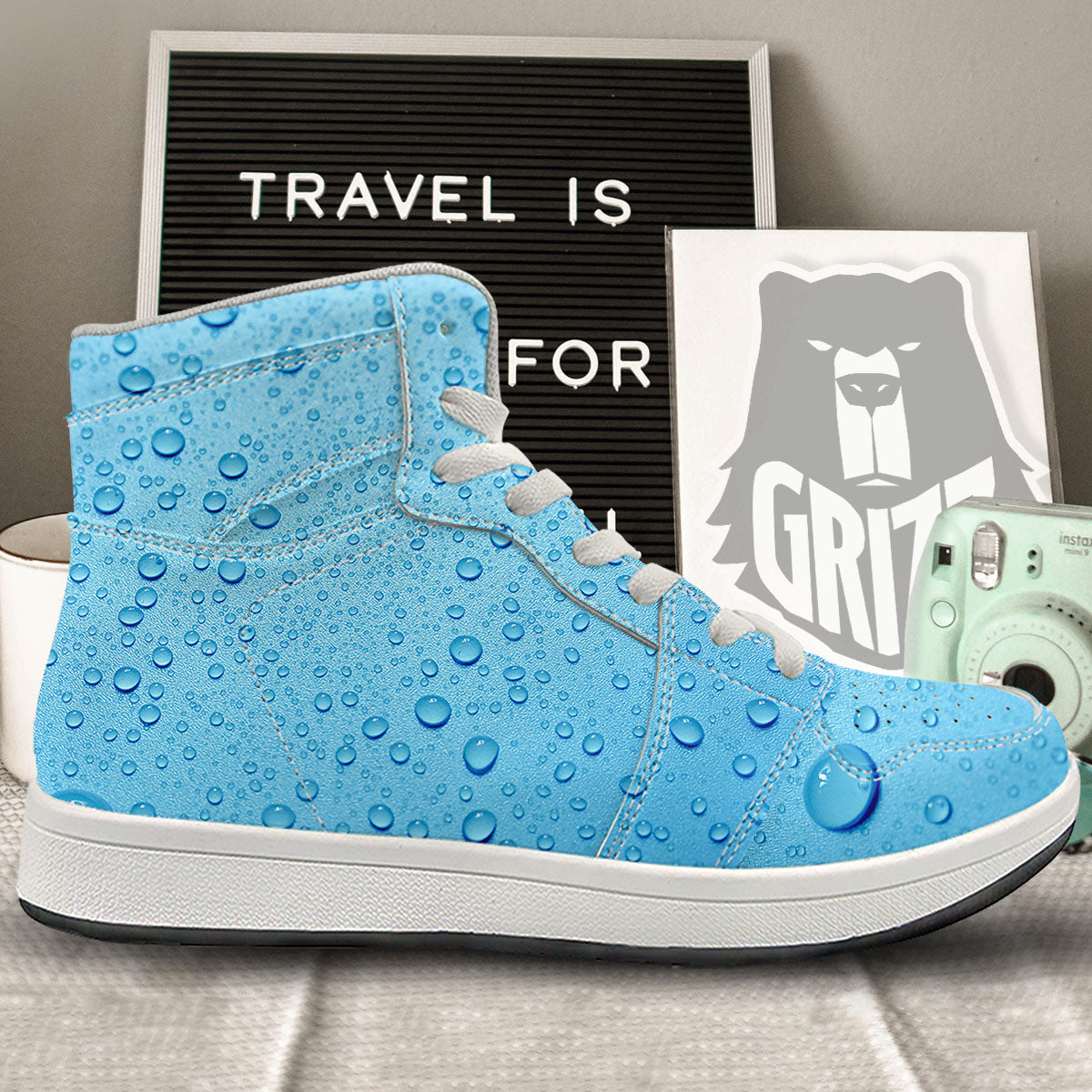 Water Drops Print High Top Sneakers-grizzshop
