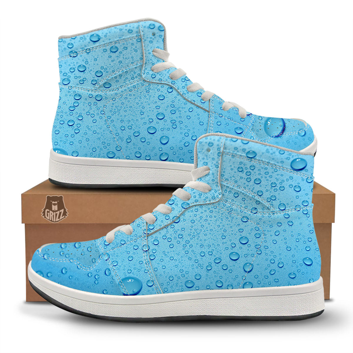 Water Drops Print High Top Sneakers-grizzshop