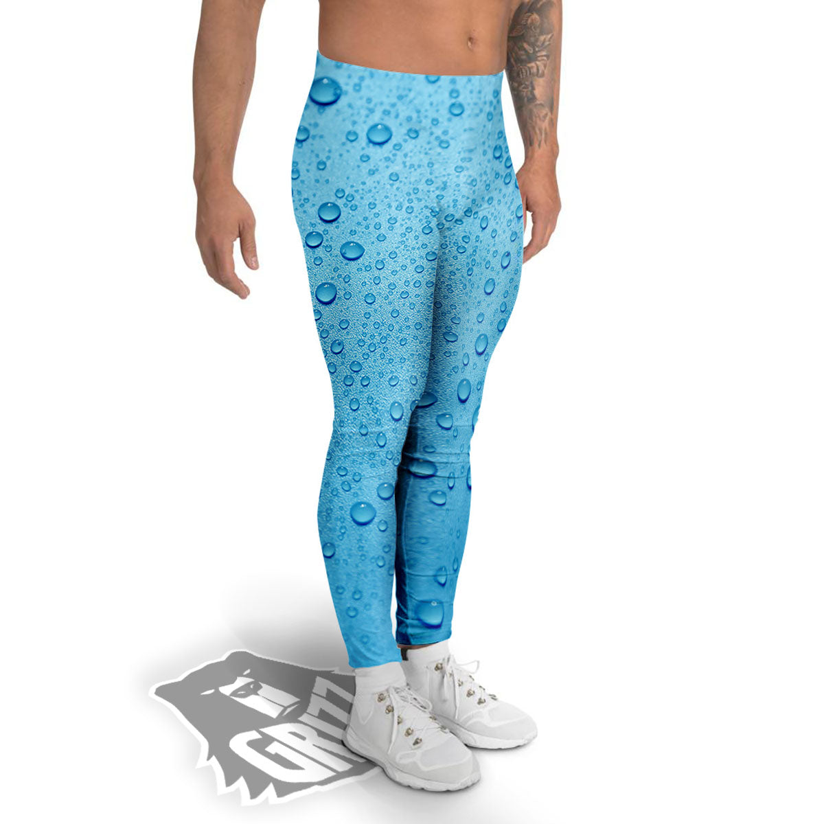 Water Drops Print Men's Leggings-grizzshop