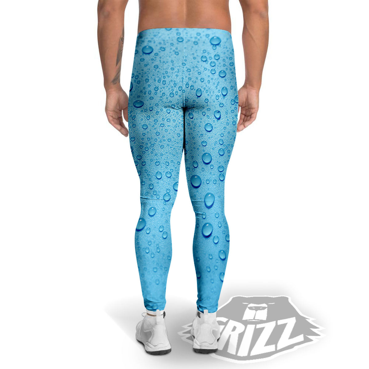 Water Drops Print Men's Leggings-grizzshop