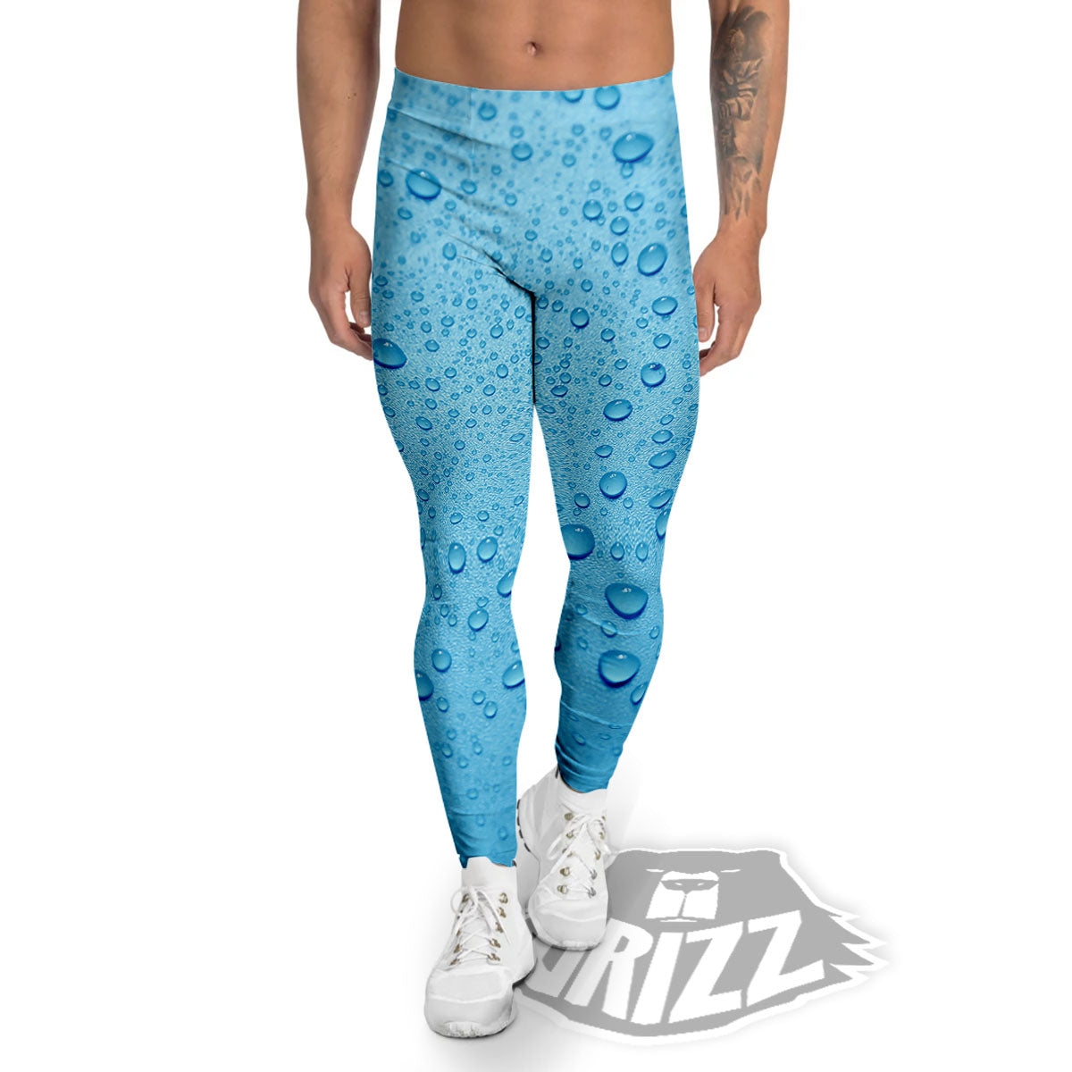 Water Drops Print Men's Leggings-grizzshop