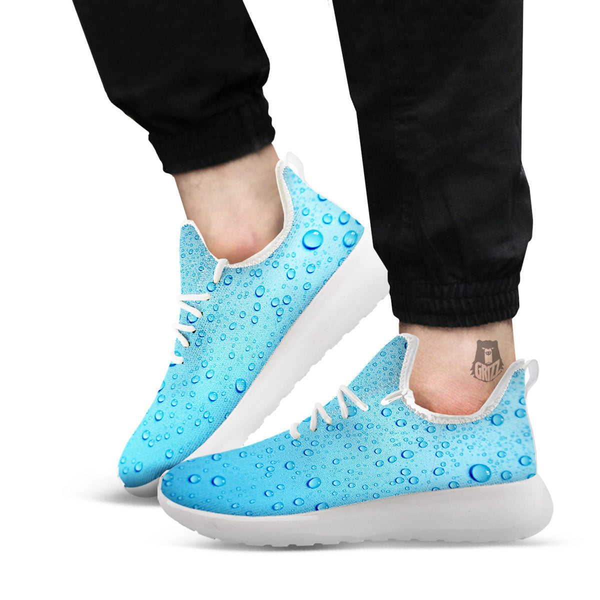 Water Drops Print White Athletic Shoes-grizzshop