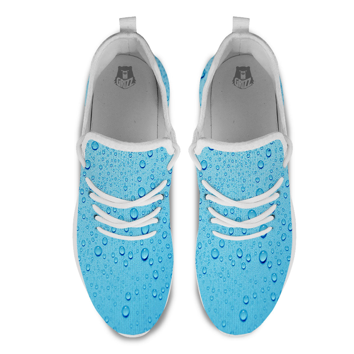 Water Drops Print White Athletic Shoes-grizzshop