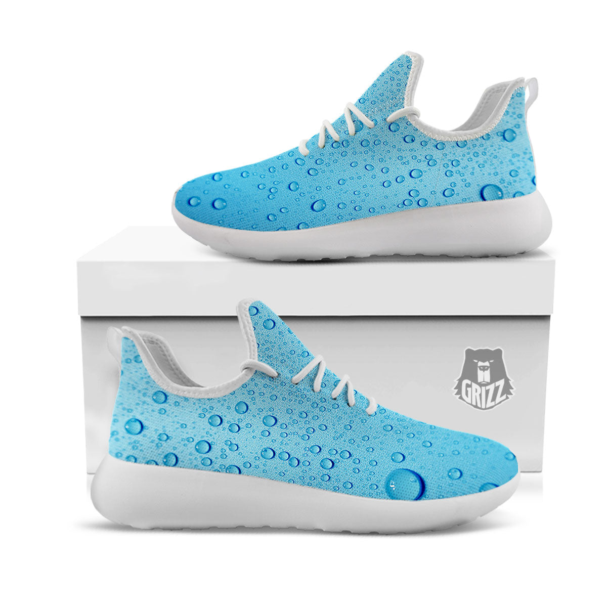 Water Drops Print White Athletic Shoes-grizzshop