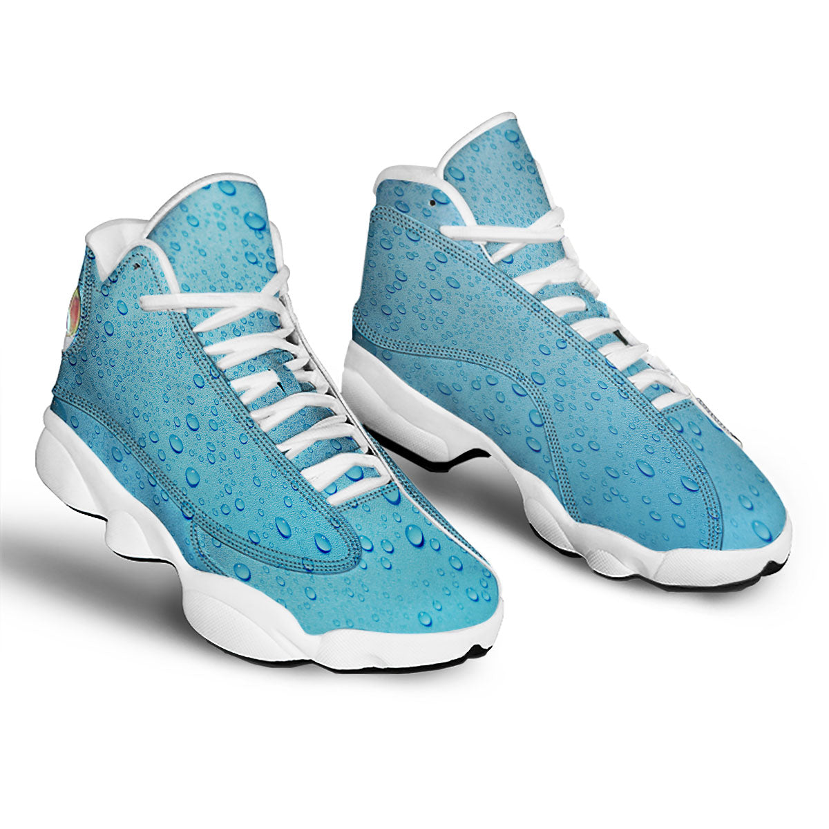 Water Drops Print White Basketball Shoes-grizzshop