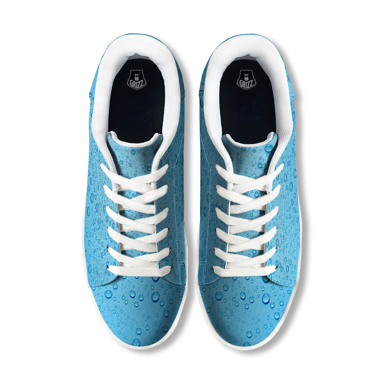 Water Drops Print White Low Top Sneakers-grizzshop