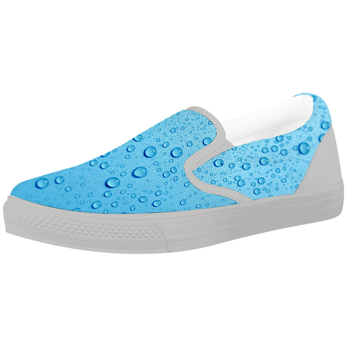 Water Drops Print White Slip On Shoes-grizzshop