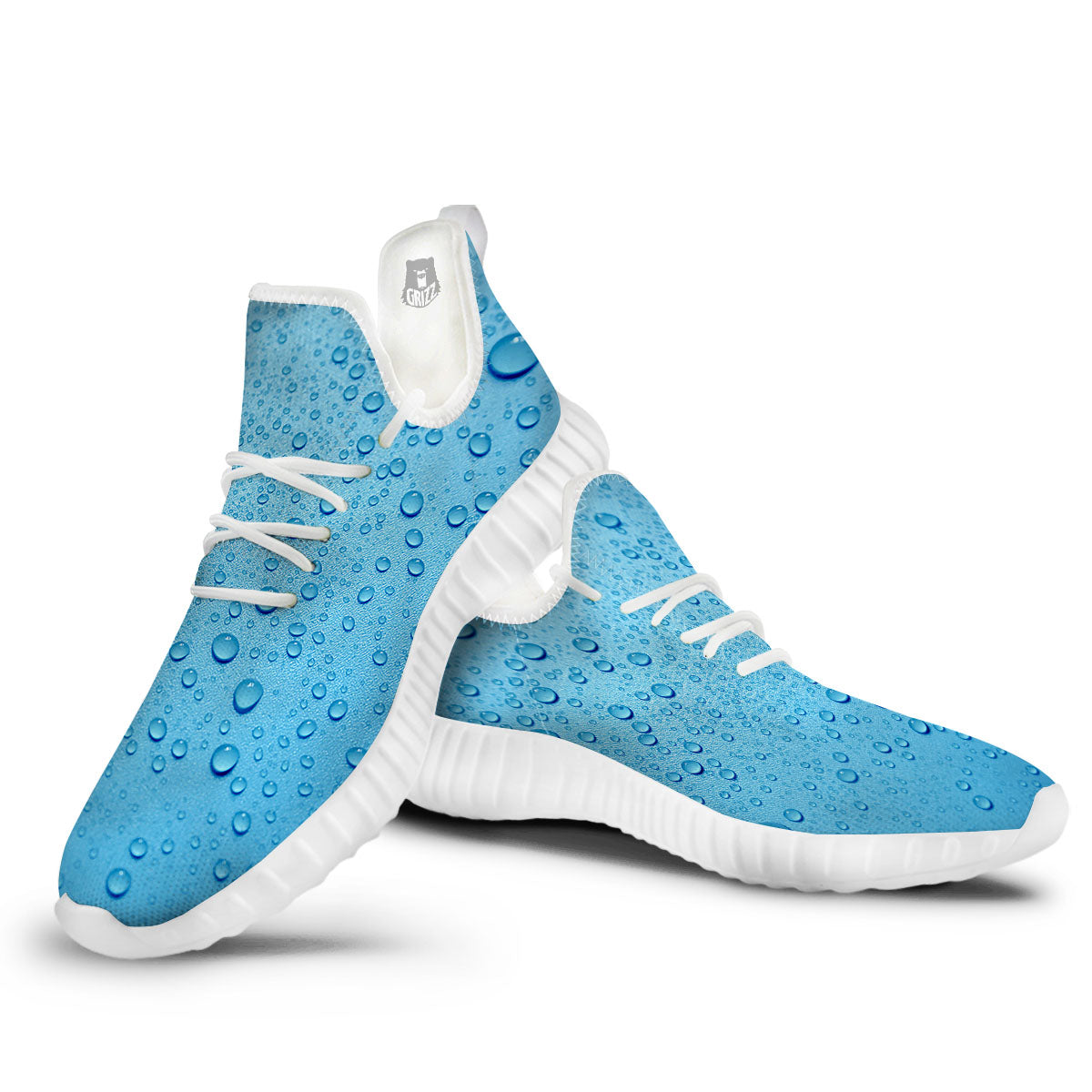 Water Drops Print White Walking Shoes-grizzshop